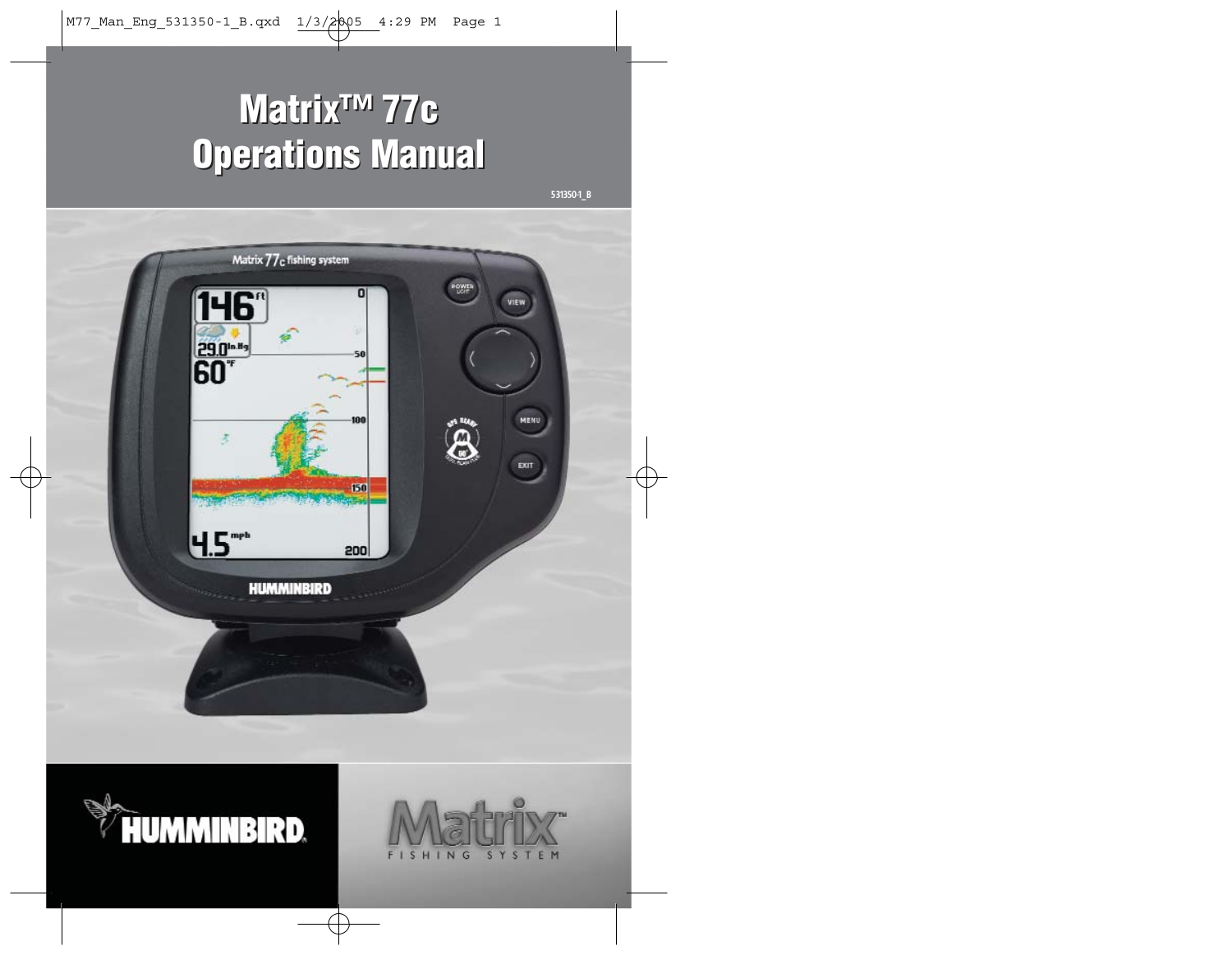 pdf for Humminbird GPS Matrix 77 manual