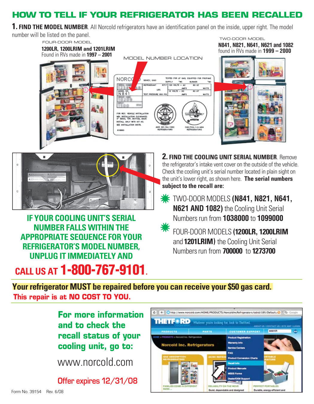 PDF manual for Thetford Refrigerator N621