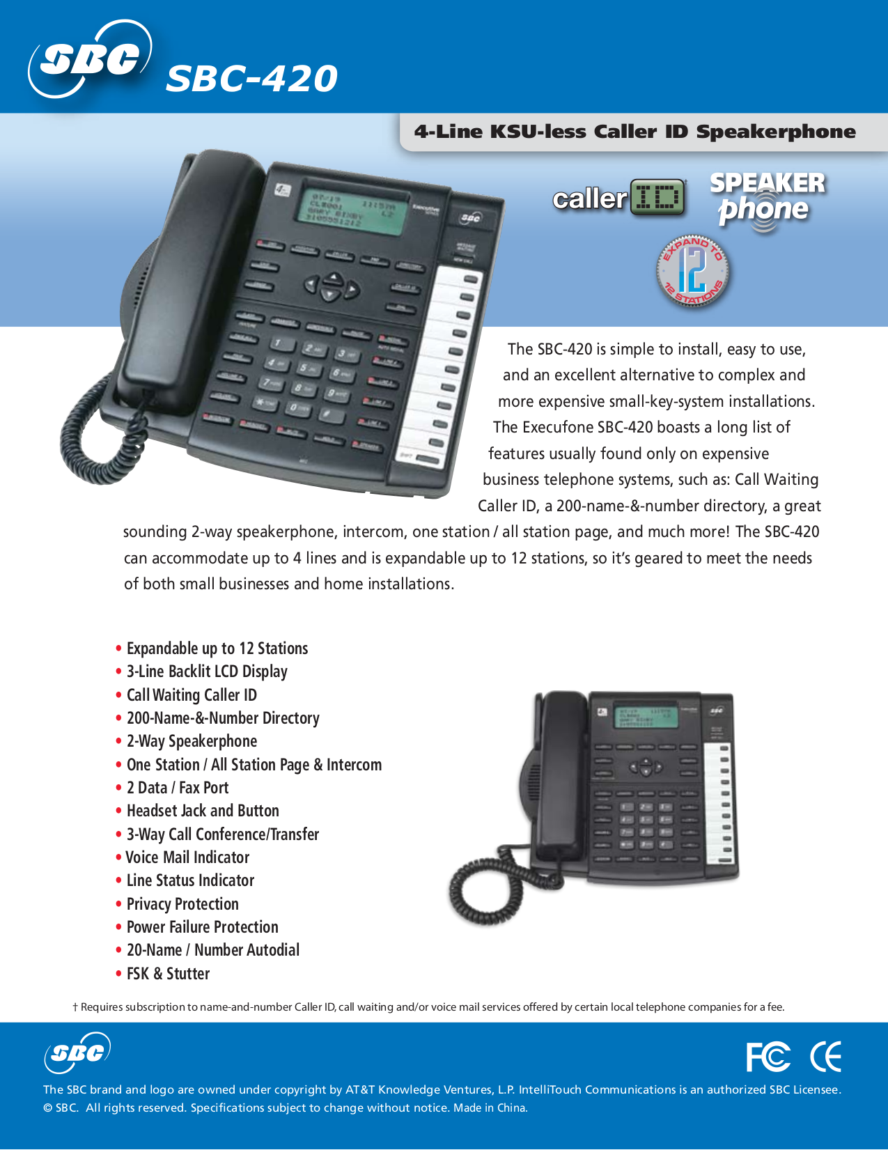 Download free pdf for Intellitouch SBC-420 Telephone manual