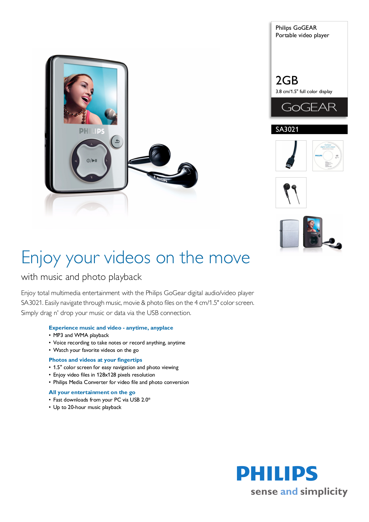 pdf for Philips MP3 Player GoGear SA3021 manual