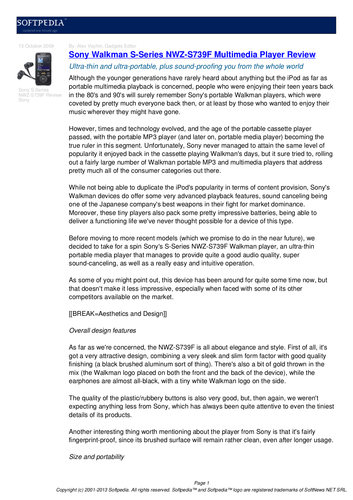 pdf for Sony MP3 Player Walkman NWZ-S739F manual