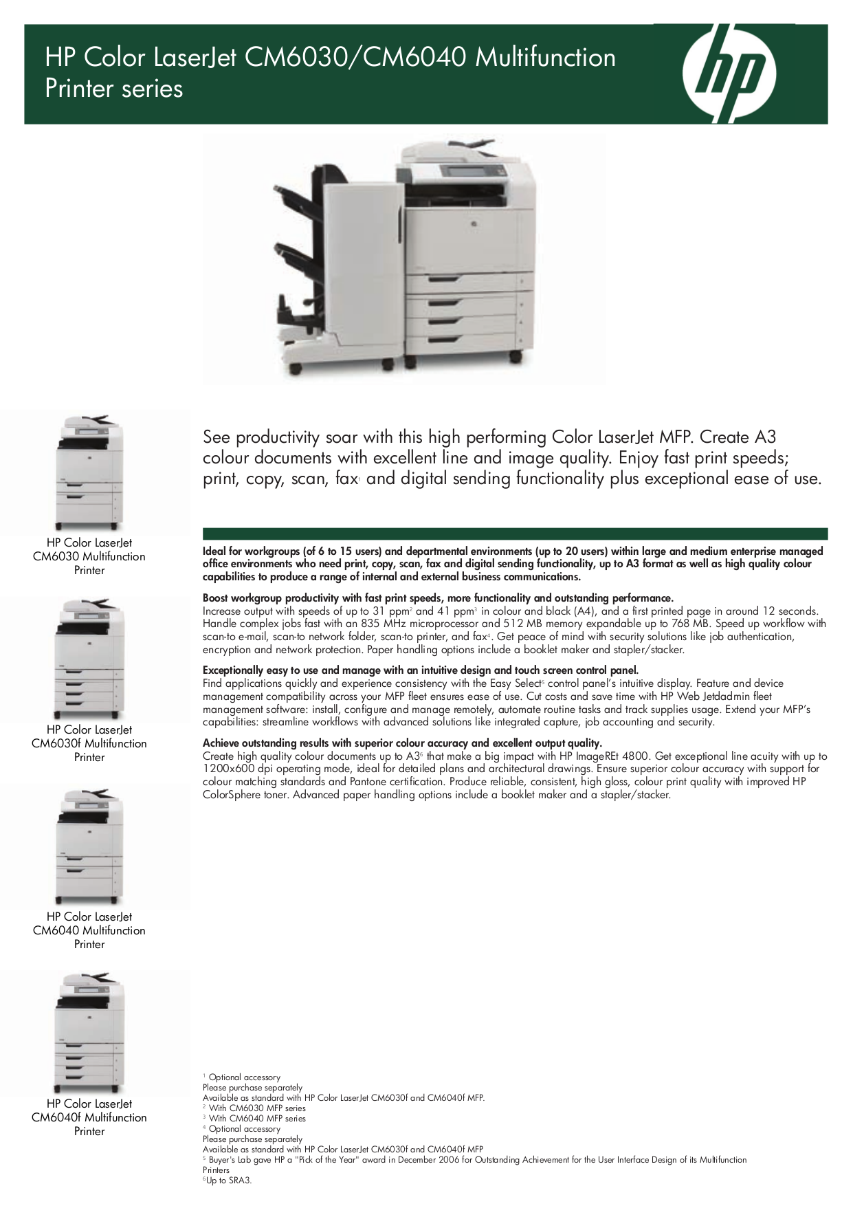 pdf for HP Multifunction Printer Laserjet,Color Laserjet CM6030 manual