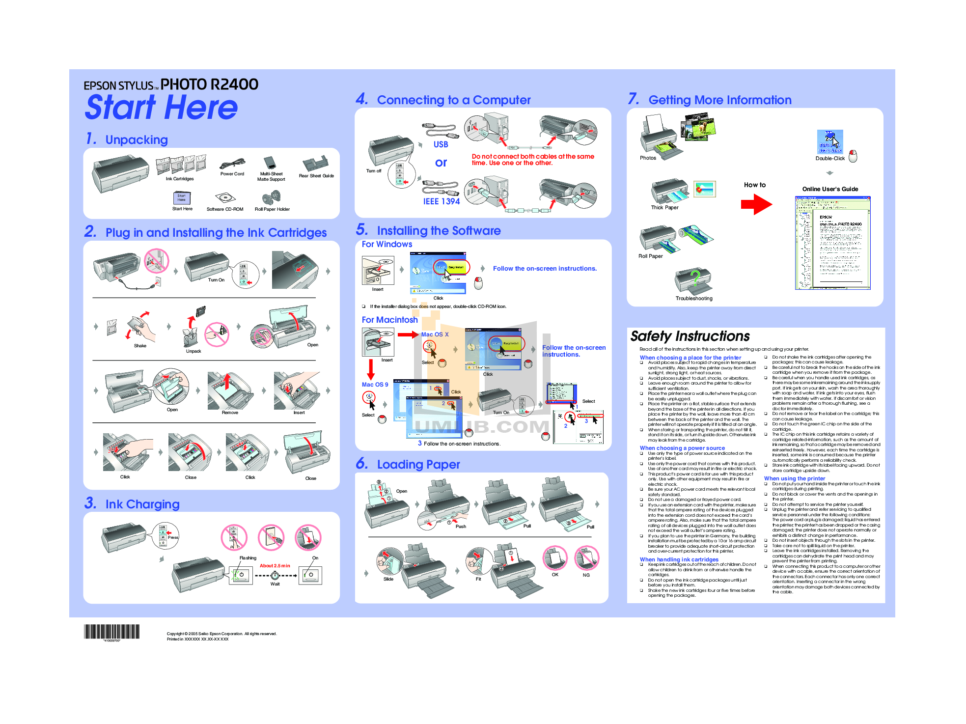 pdf for Epson Printer Stylus Photo R2400 manual