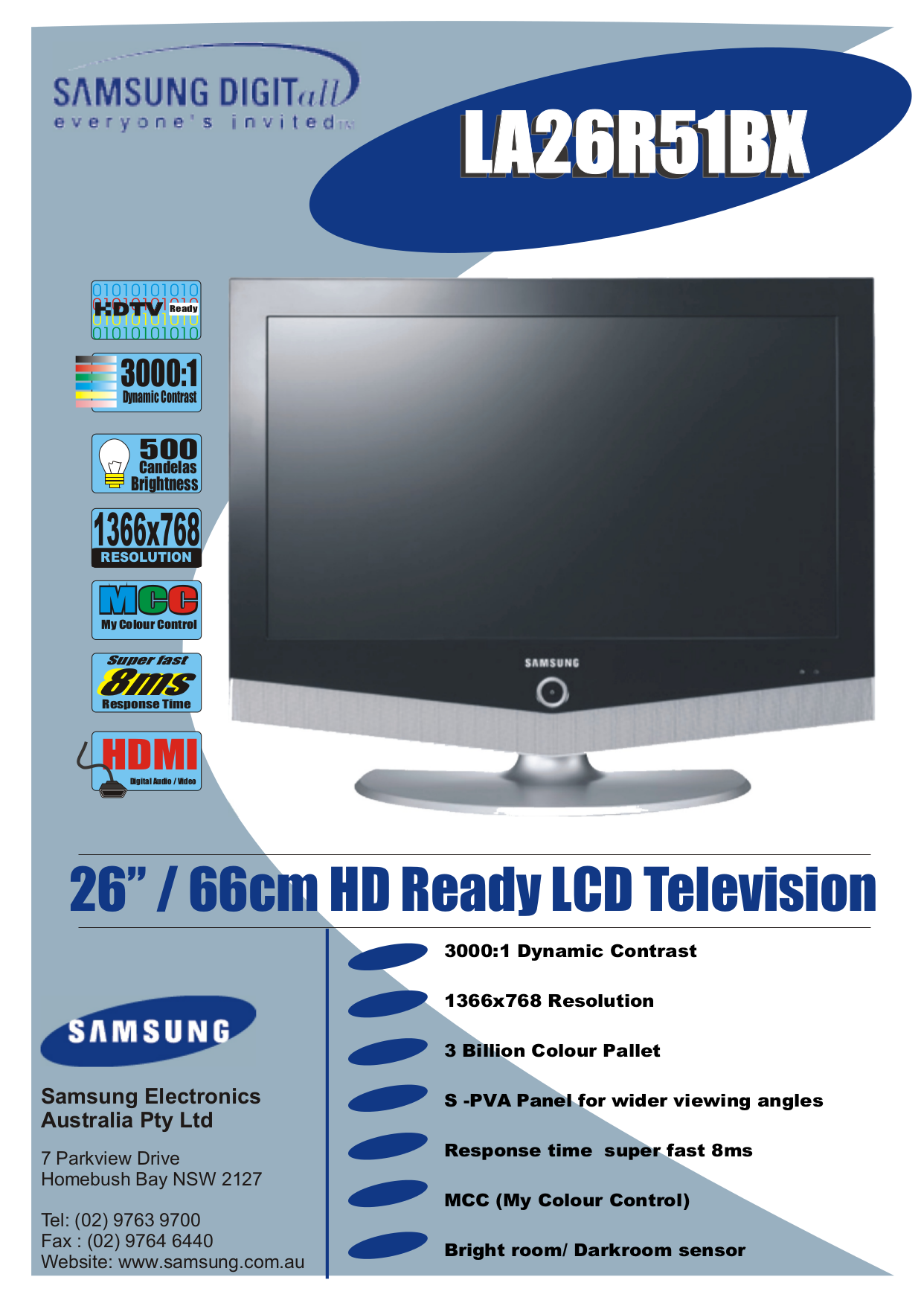 Download free pdf for Samsung LA26R51B TV manual