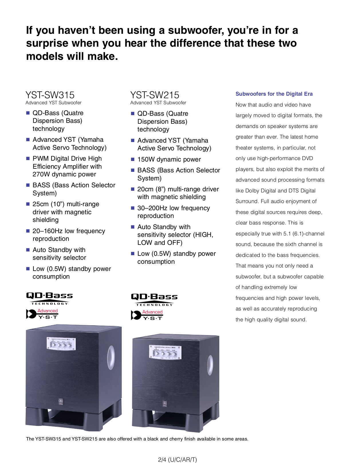 PDF Manual For Yamaha Subwoofer YST SW315