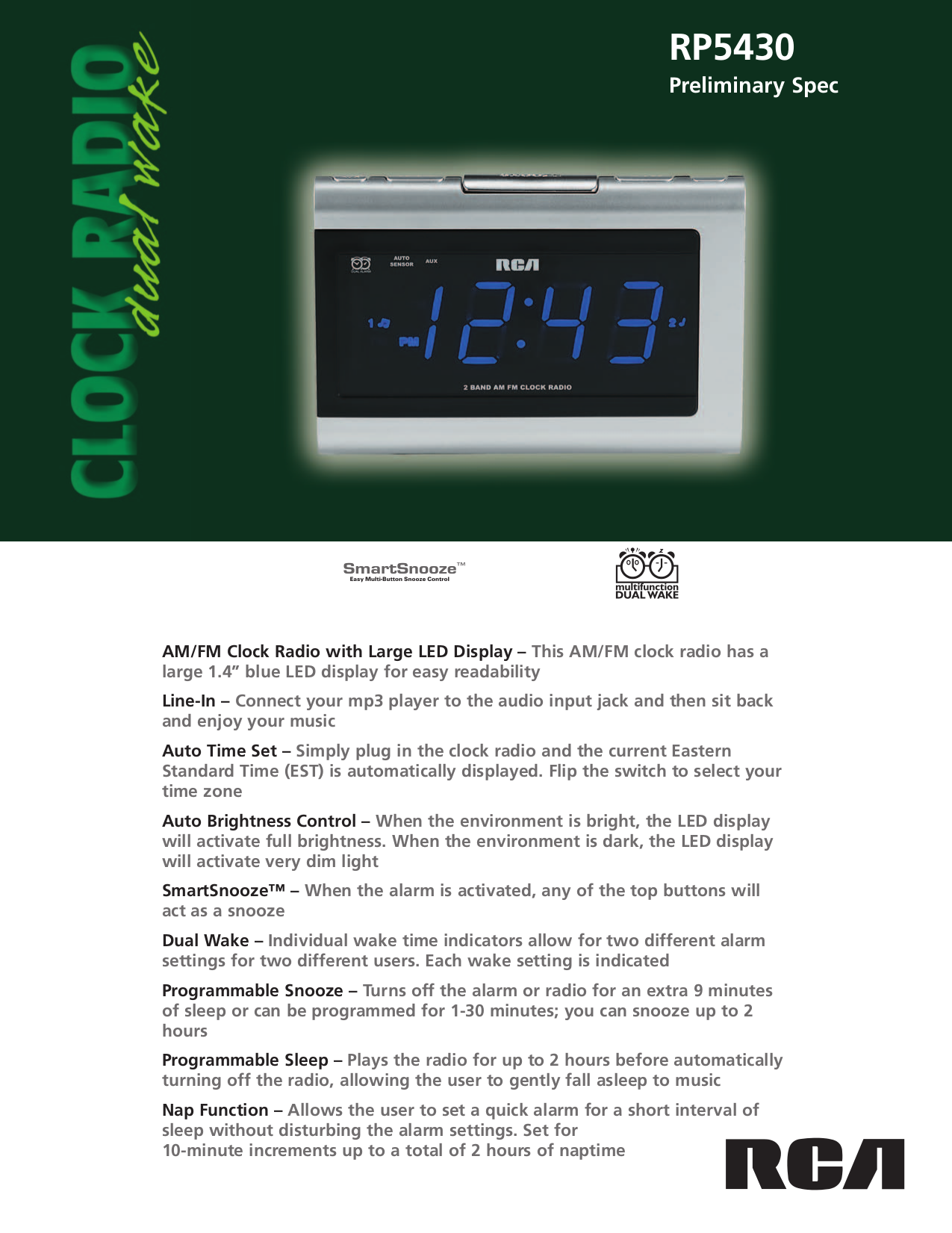 Download free pdf for RCA RP5430 Clock Radio manual