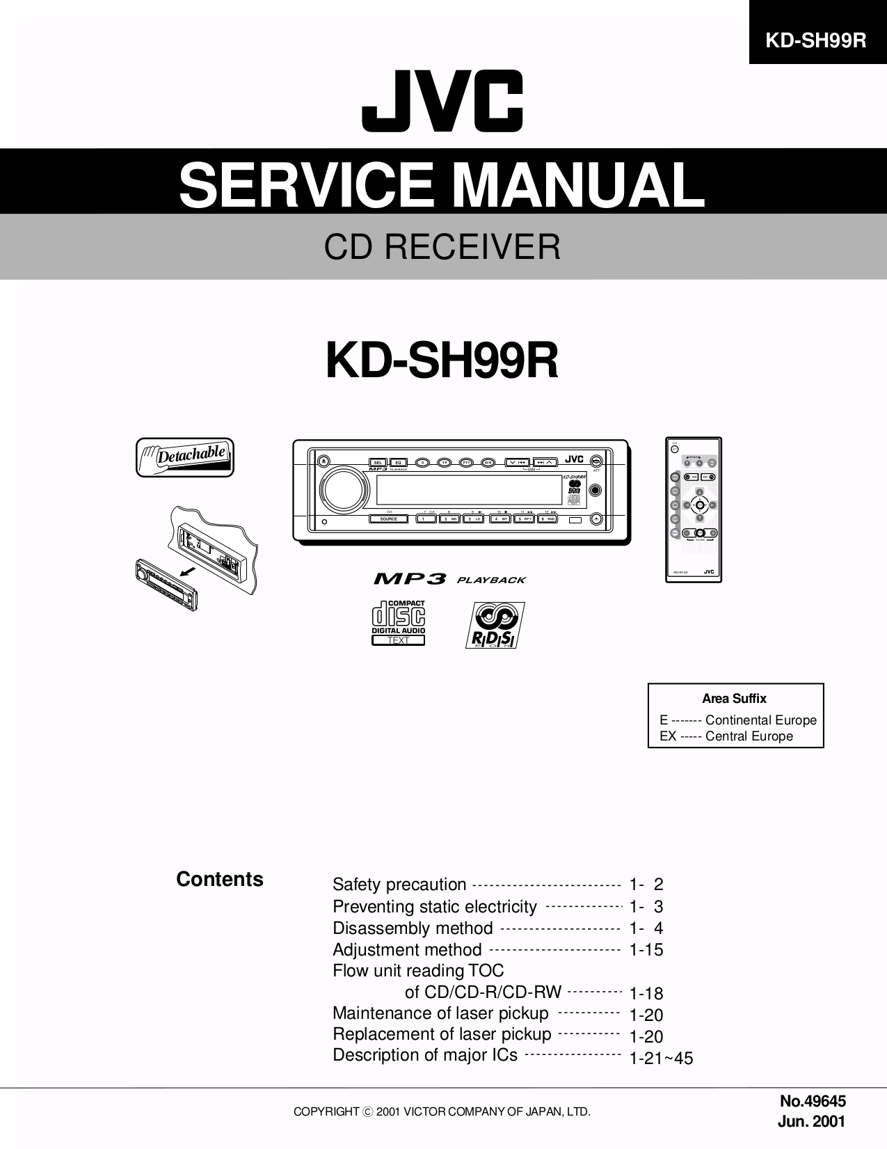 pdf for JVC Car Receiver KD-S595 manual