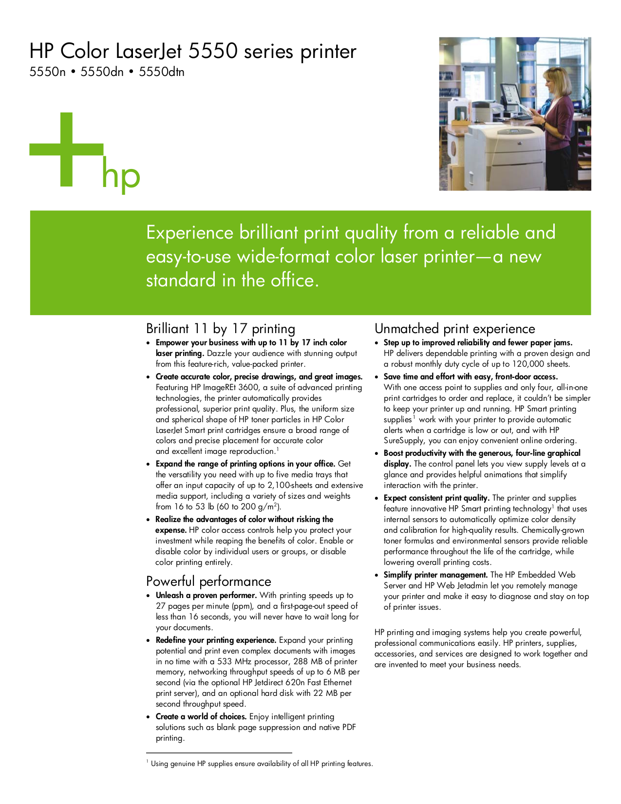pdf for HP Printer Laserjet,Color Laserjet 5550n manual