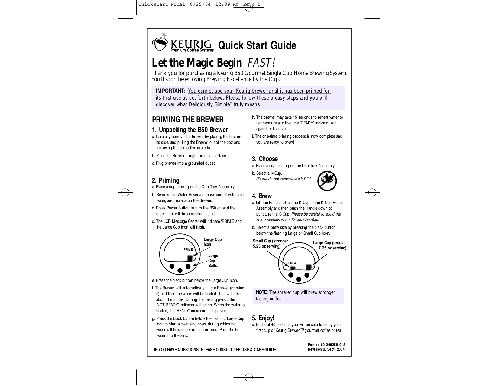 Download free pdf for Keurig B50 Coffee Maker manual