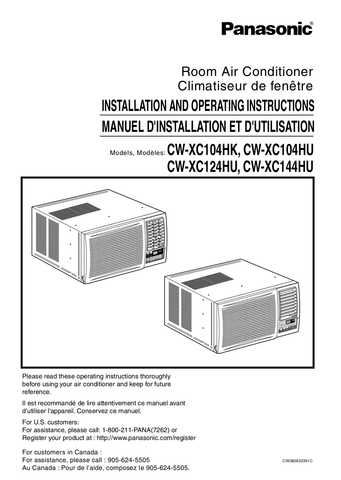 pdf for Panasonic Air Conditioner CW-XC104HK manual