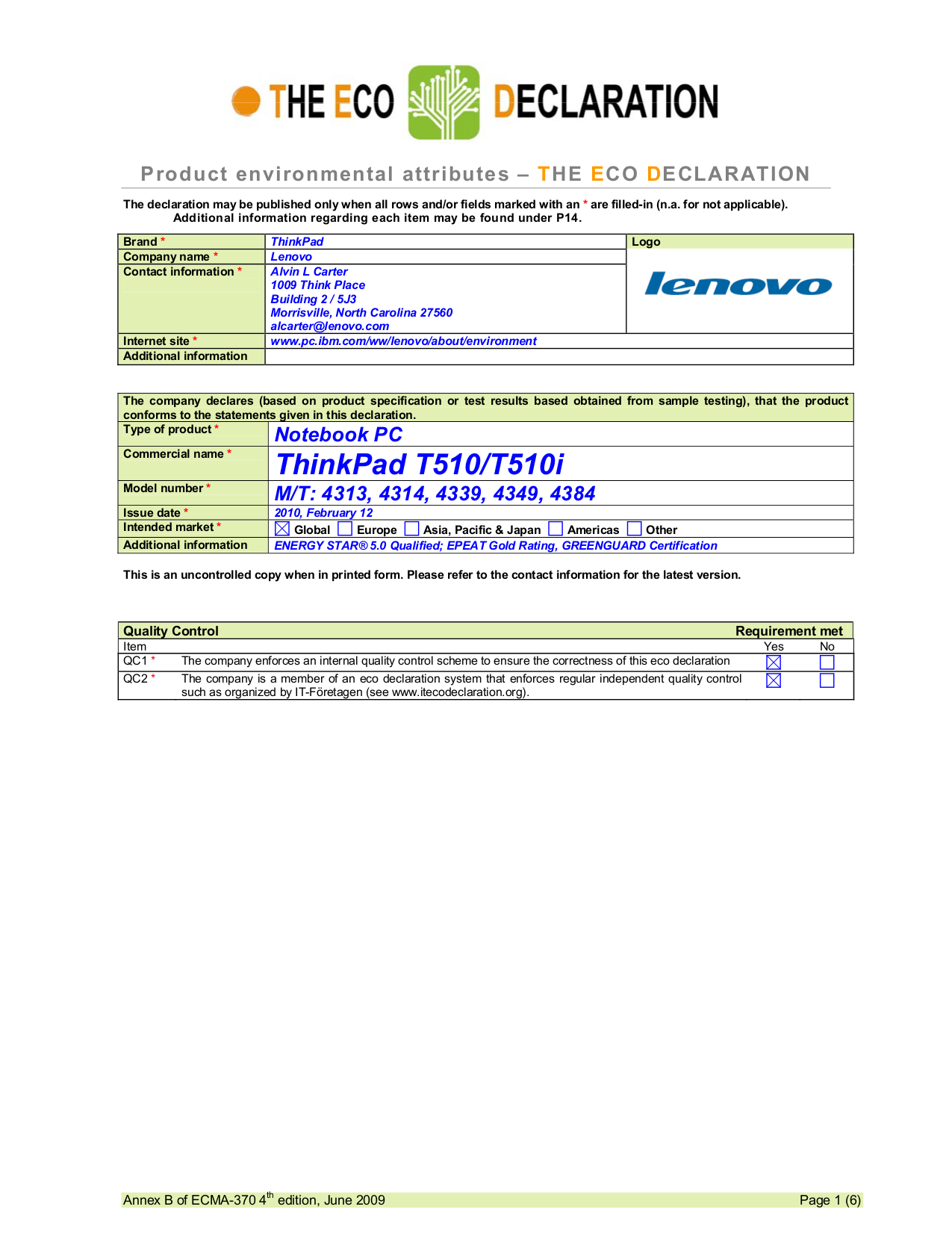 pdf for Lenovo Laptop ThinkPad T510 4384 manual