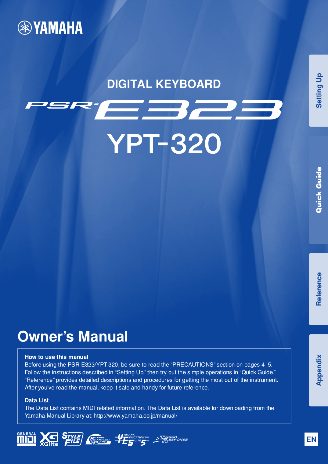pdf for Yamaha Music Keyboard PSR-320 manual
