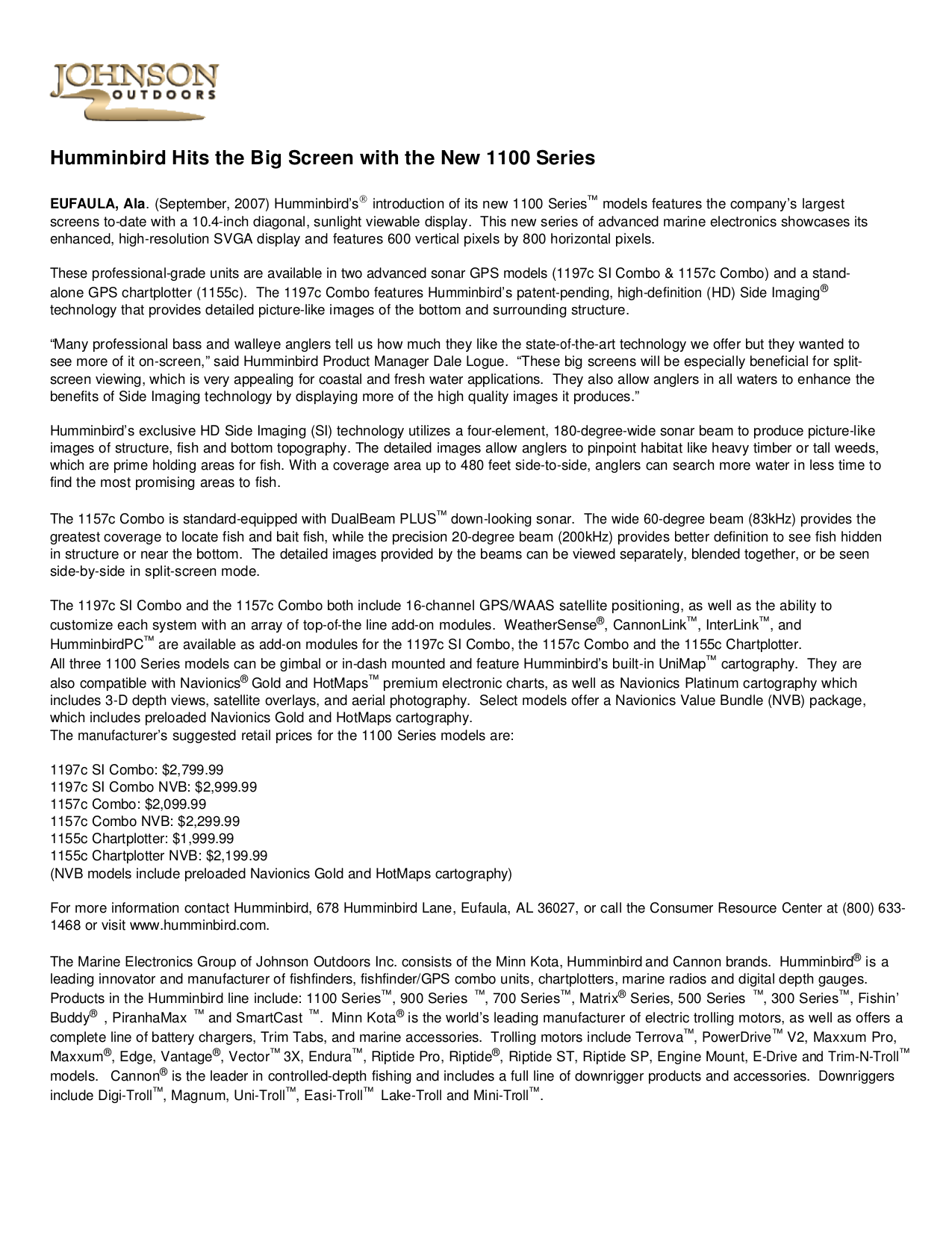 pdf for Humminbird GPS 1157c Combo manual