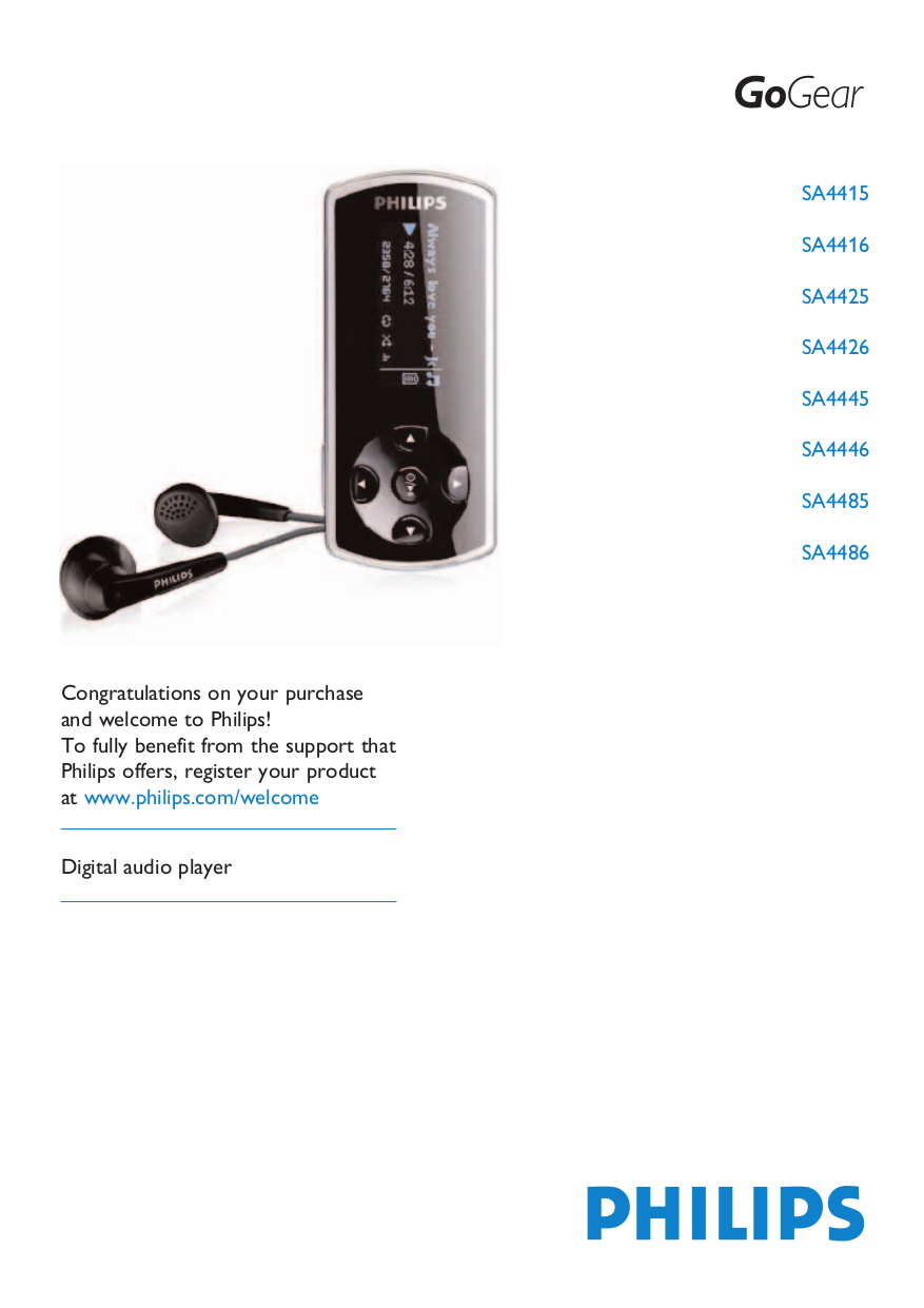 Download free pdf for Philips GoGear SA4425 MP3 Player manual