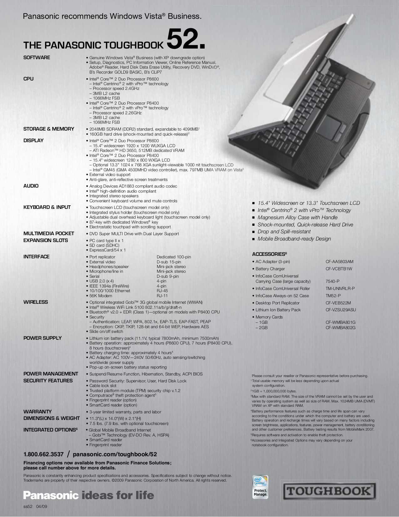 ... Panasonic Laptop Toughbook CF-52GUNBRAM pdf page preview