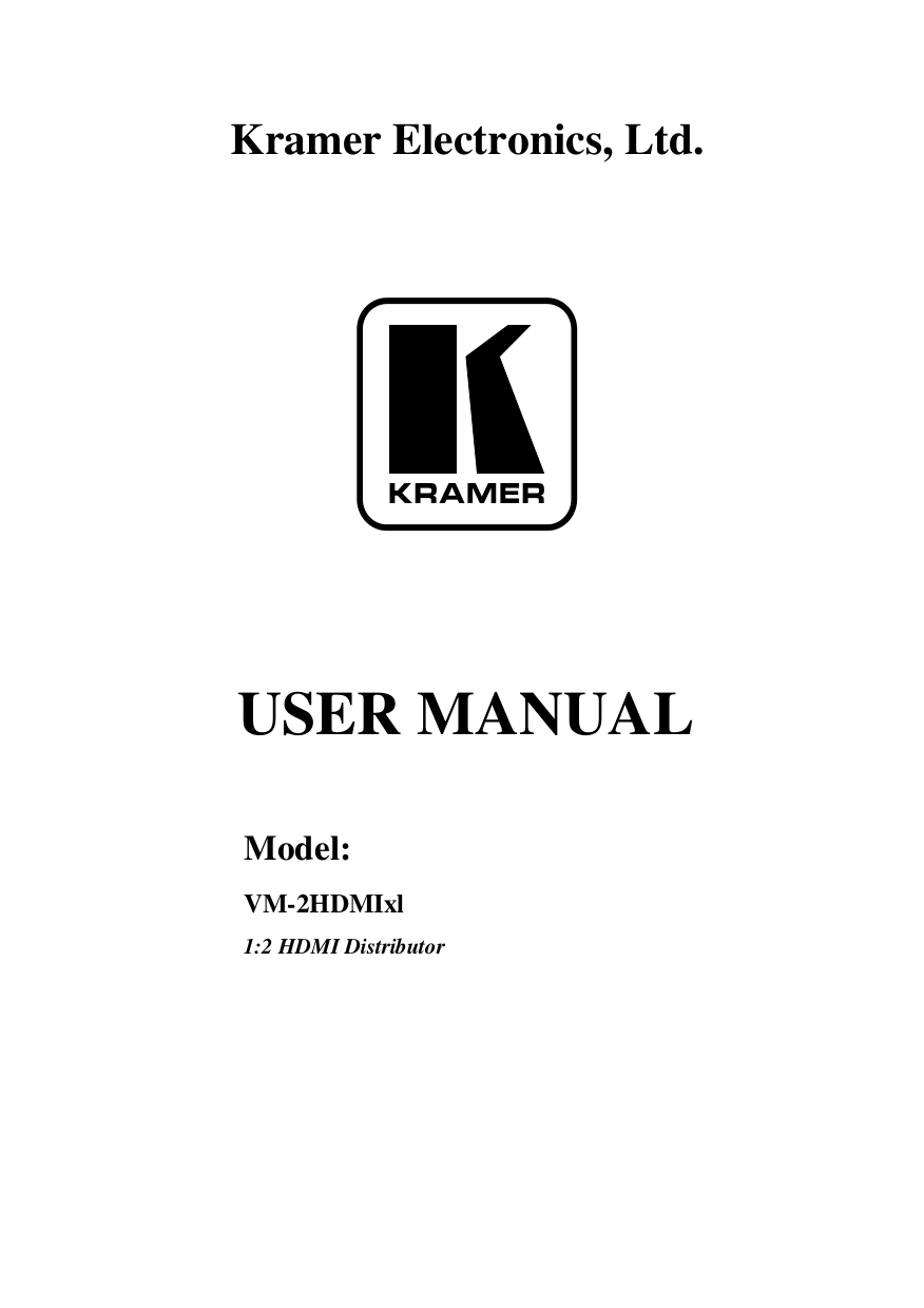 pdf for Kramer Other VM-2HDMI Distribution Amplifiers manual