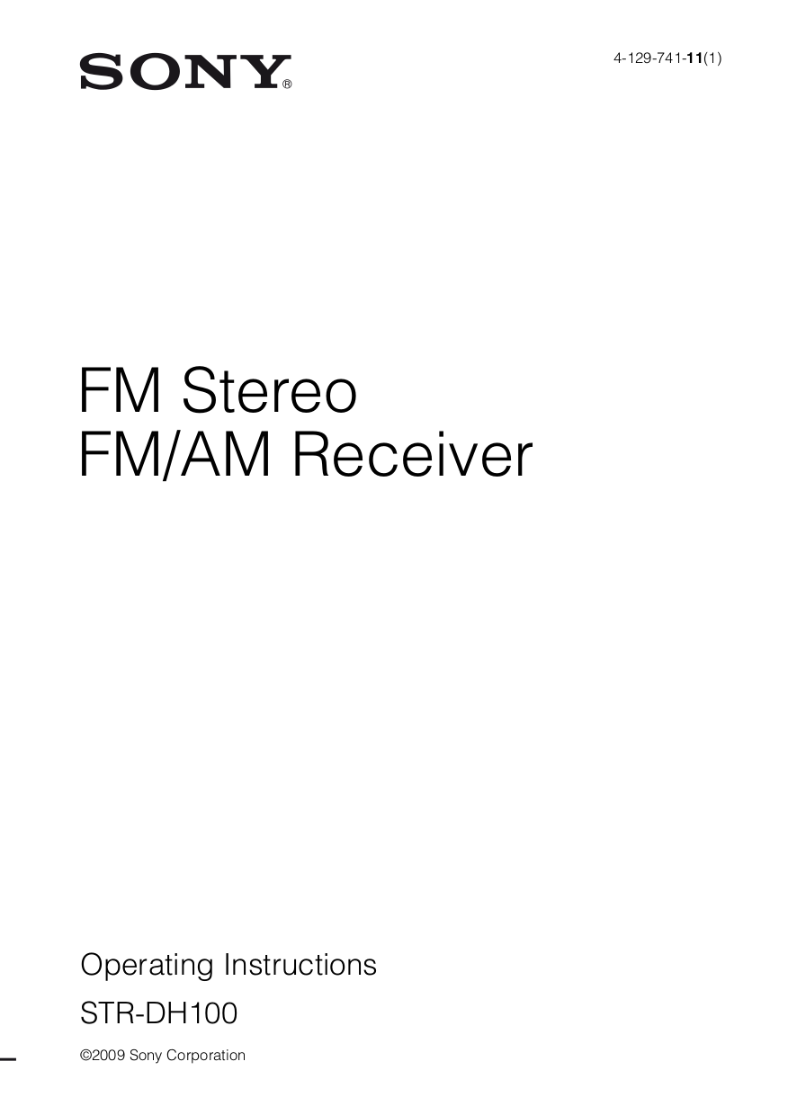 pdf for Sony Receiver STR-DH100 manual