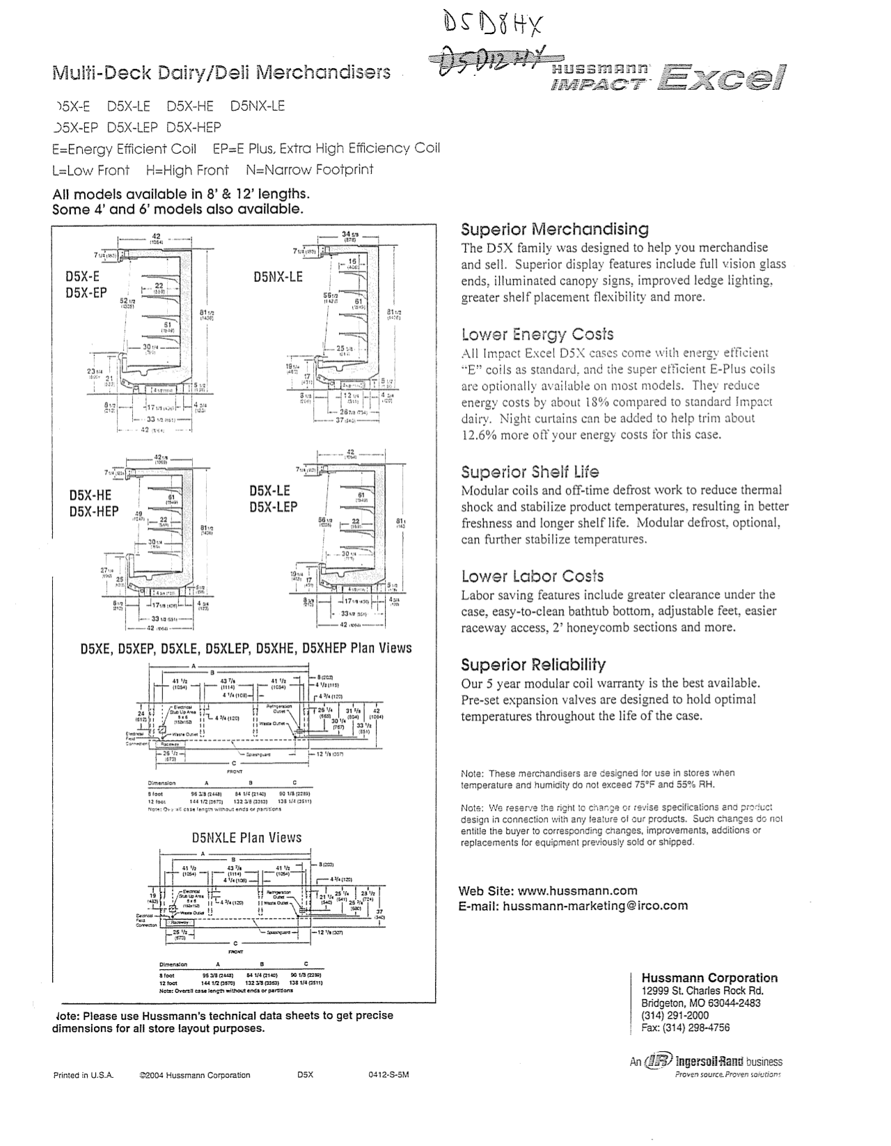 pdf for Hussmann Other IMPACT Excel D5X-E Merchandisers manual