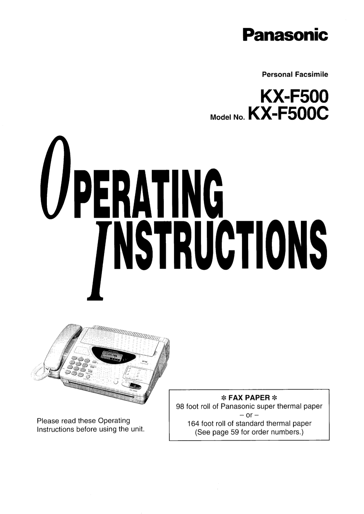 Panasonic kx f500 инструкция