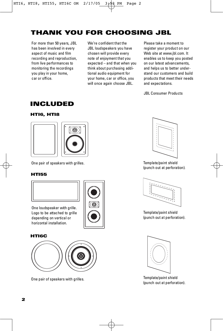 Jbl Rif55 Speakers Owners Manual