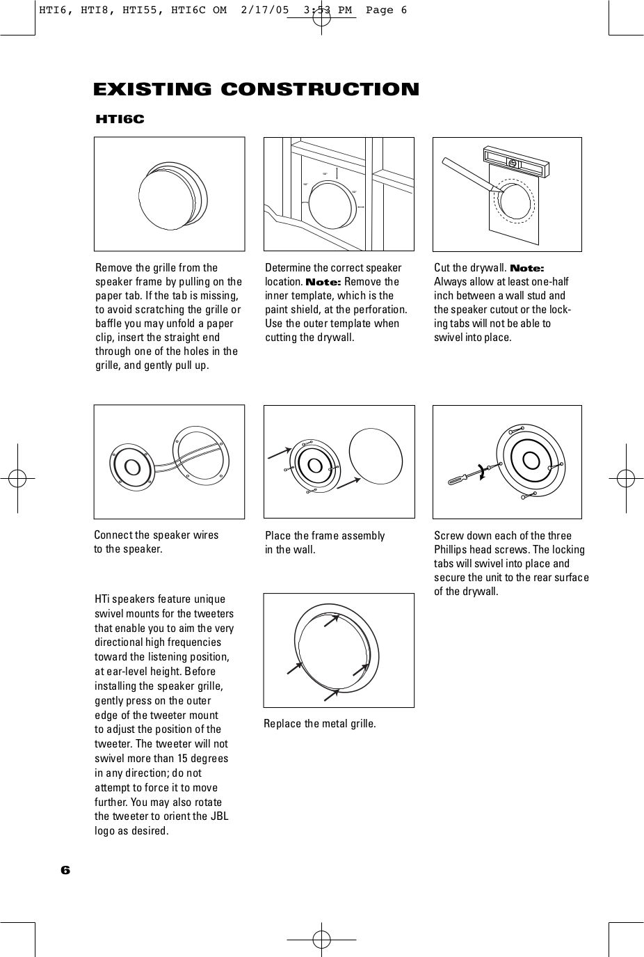 JBL Speaker RIF6C pdf page preview .