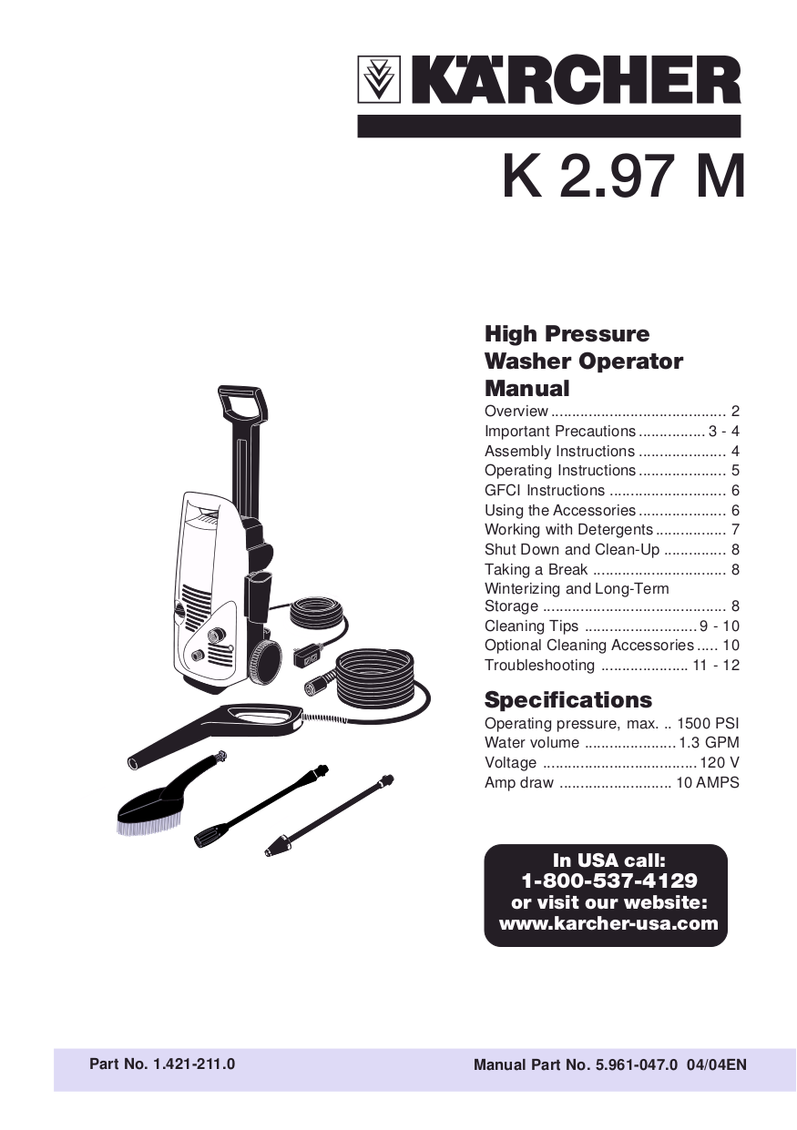 pdf for Karcher Other K 2.97 M Pressure Washers manual