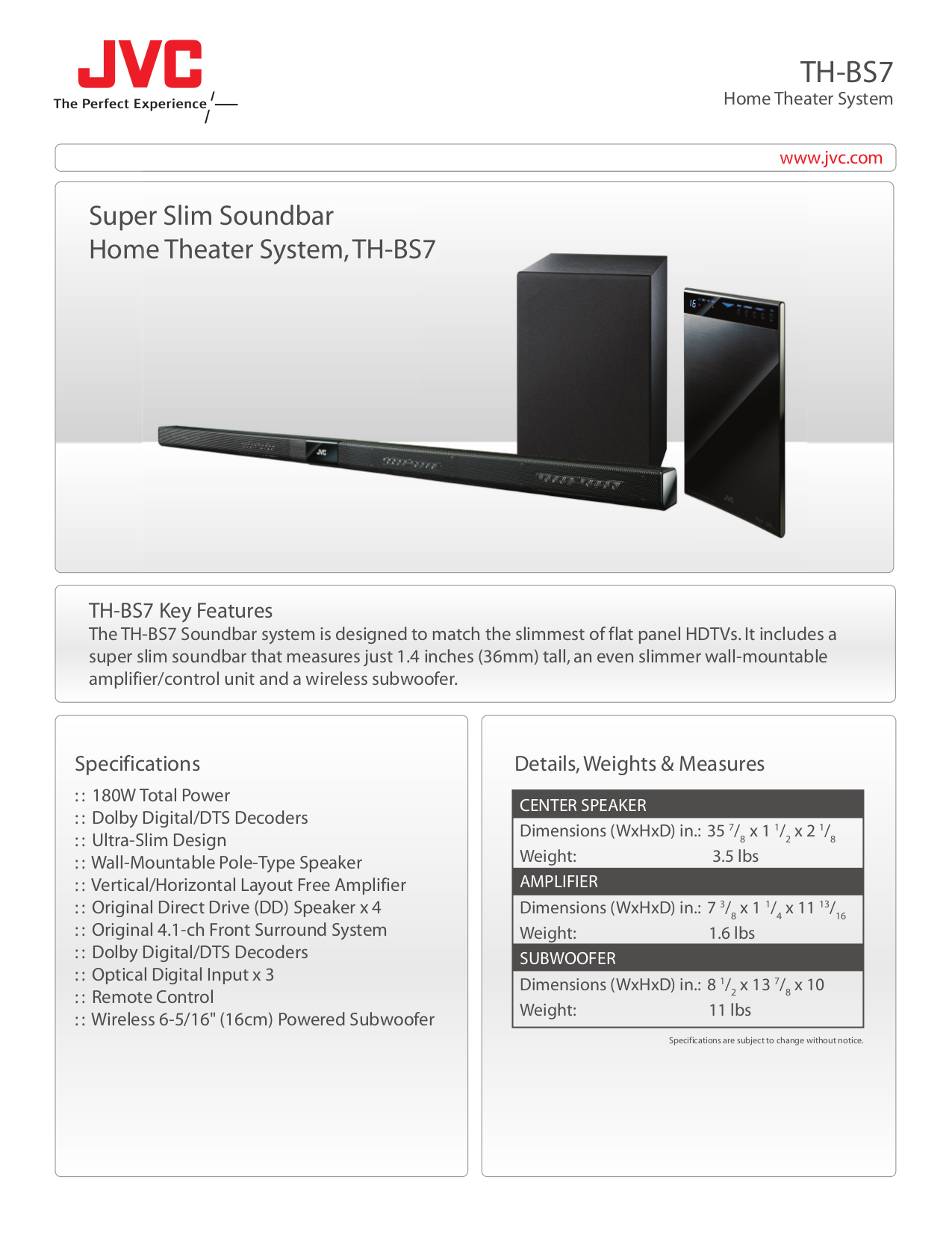 Download free pdf for JVC THBS7 Home Theater manual