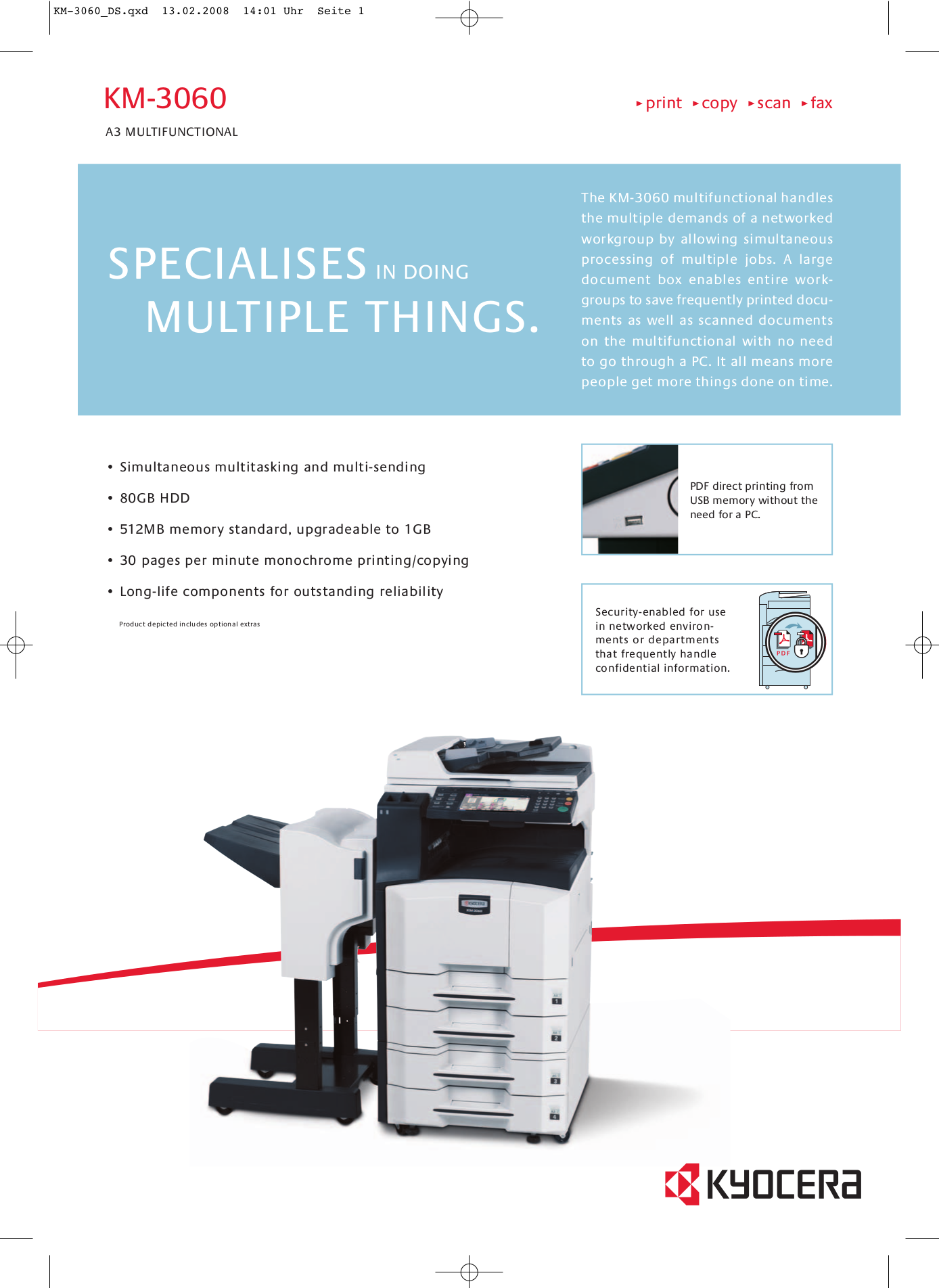 pdf for Kyocera Multifunction Printer Mita KM-3060 manual