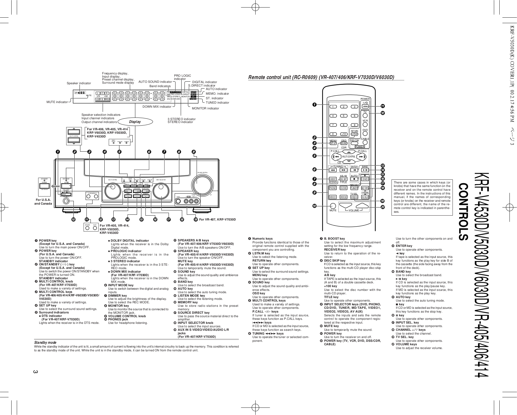 PDF manual for Kenwood Receiver VR406