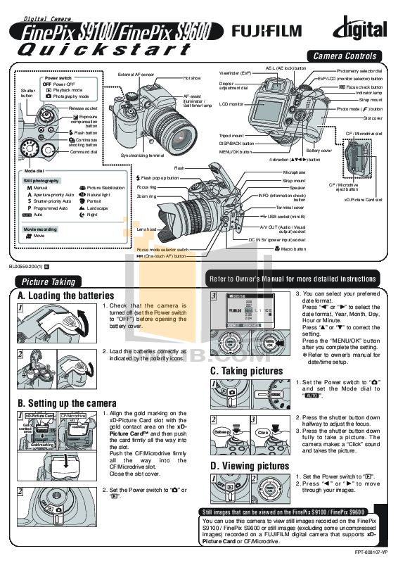 Fujifilm finepix s9600 инструкция