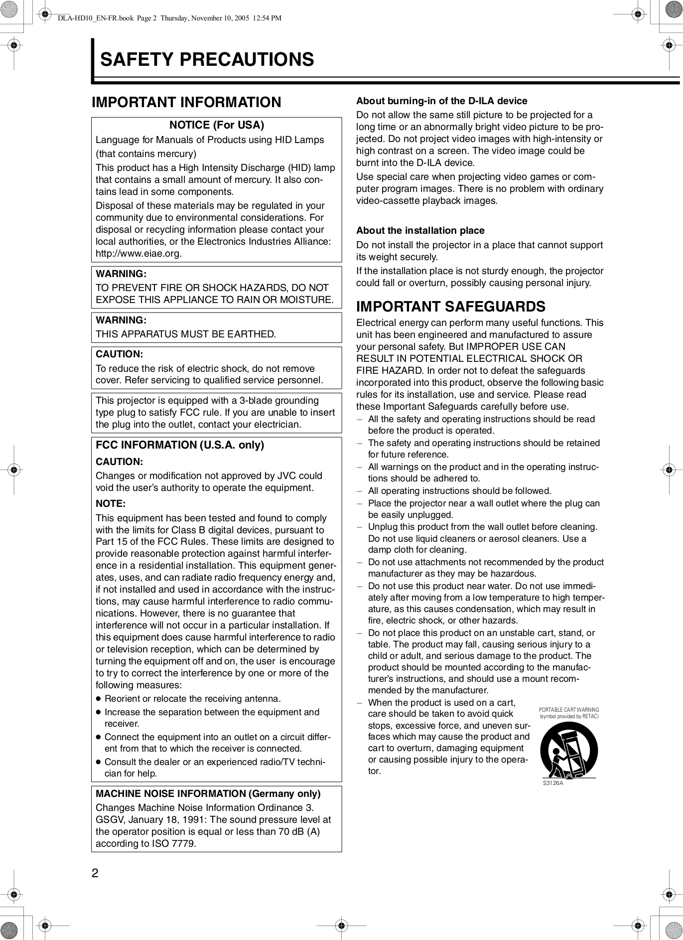 ... JVC Projector DLA-HD1 pdf page preview ...