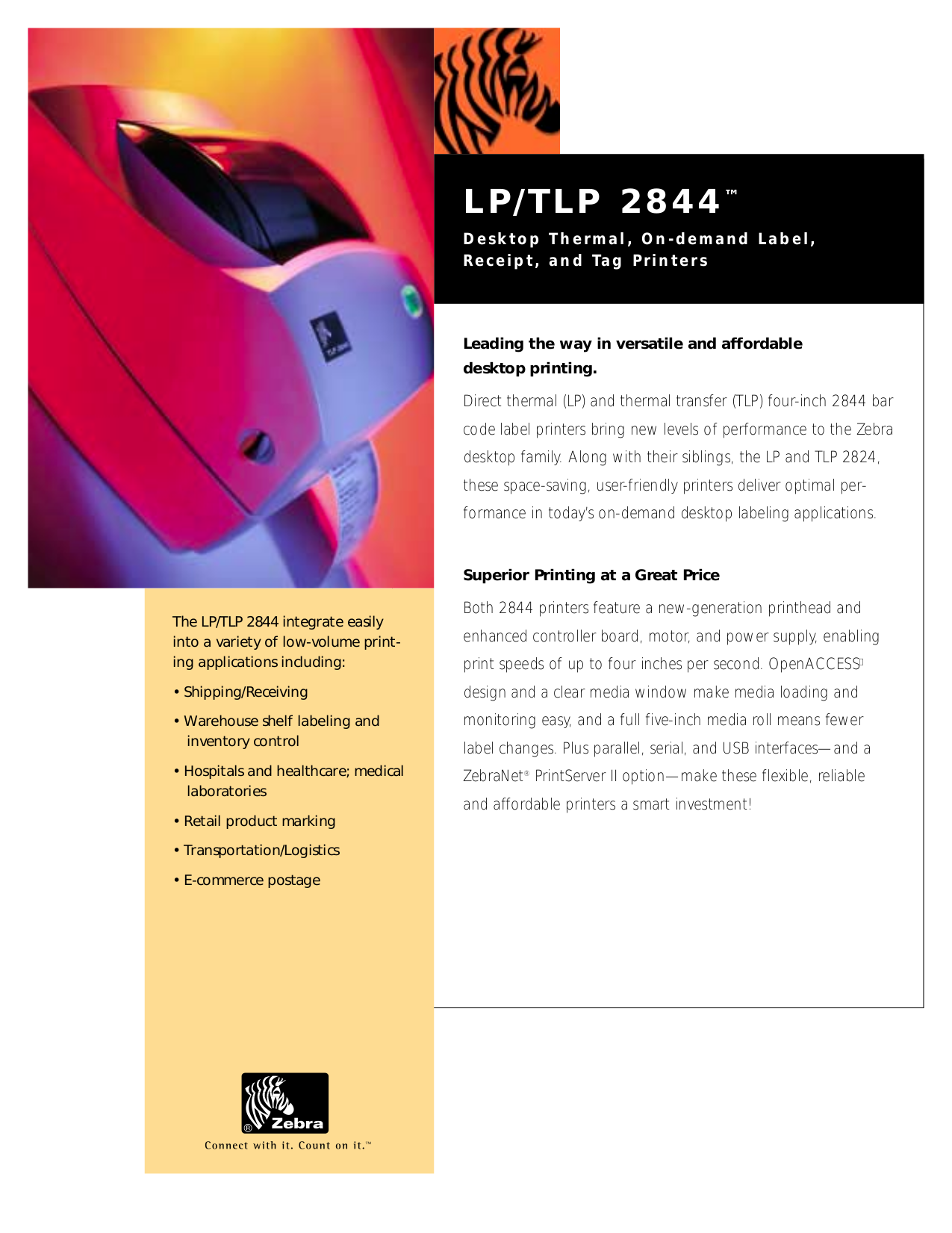 pdf for Zebra Printer LP 2844 manual