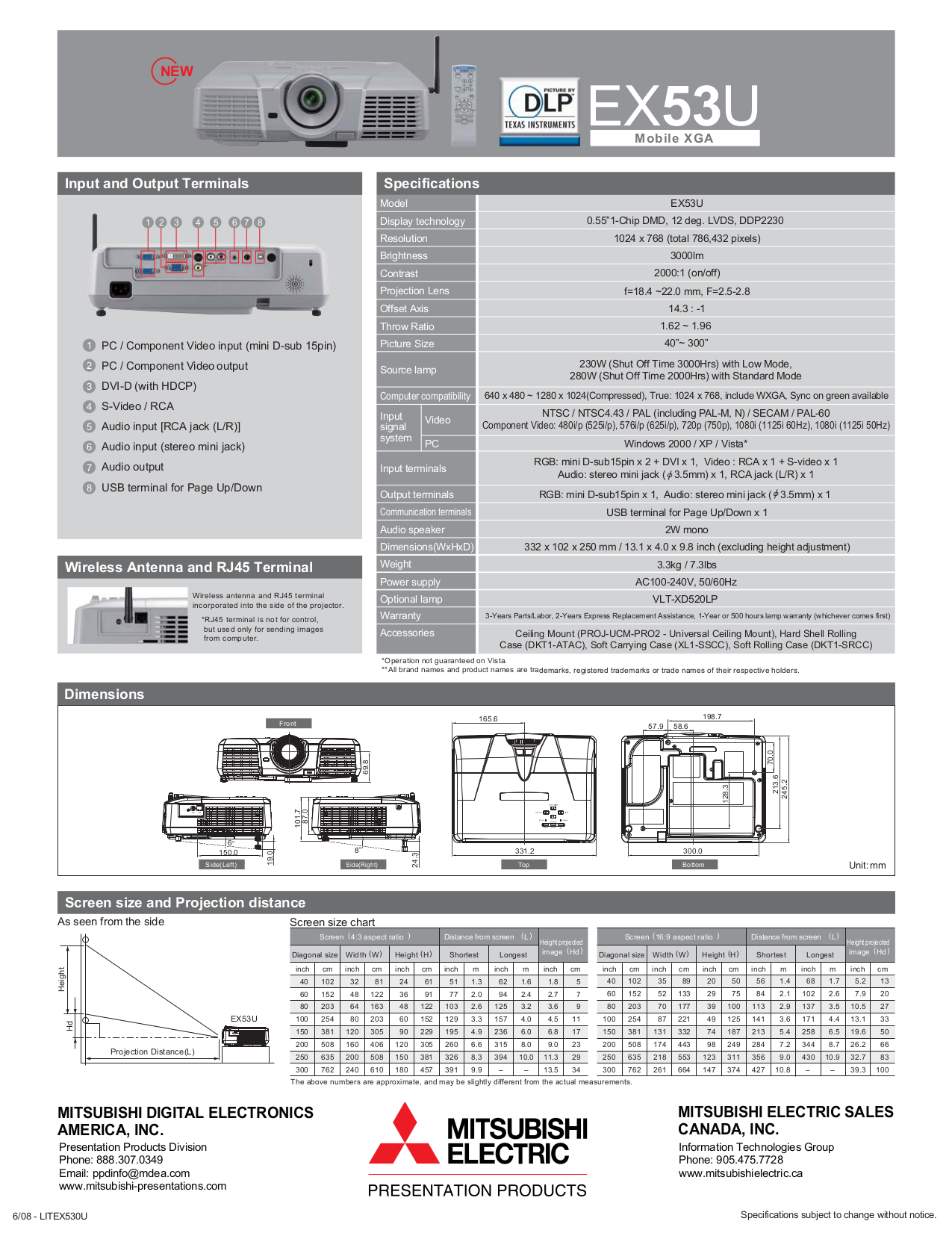 PDF manual for Mitsubishi Projector X250