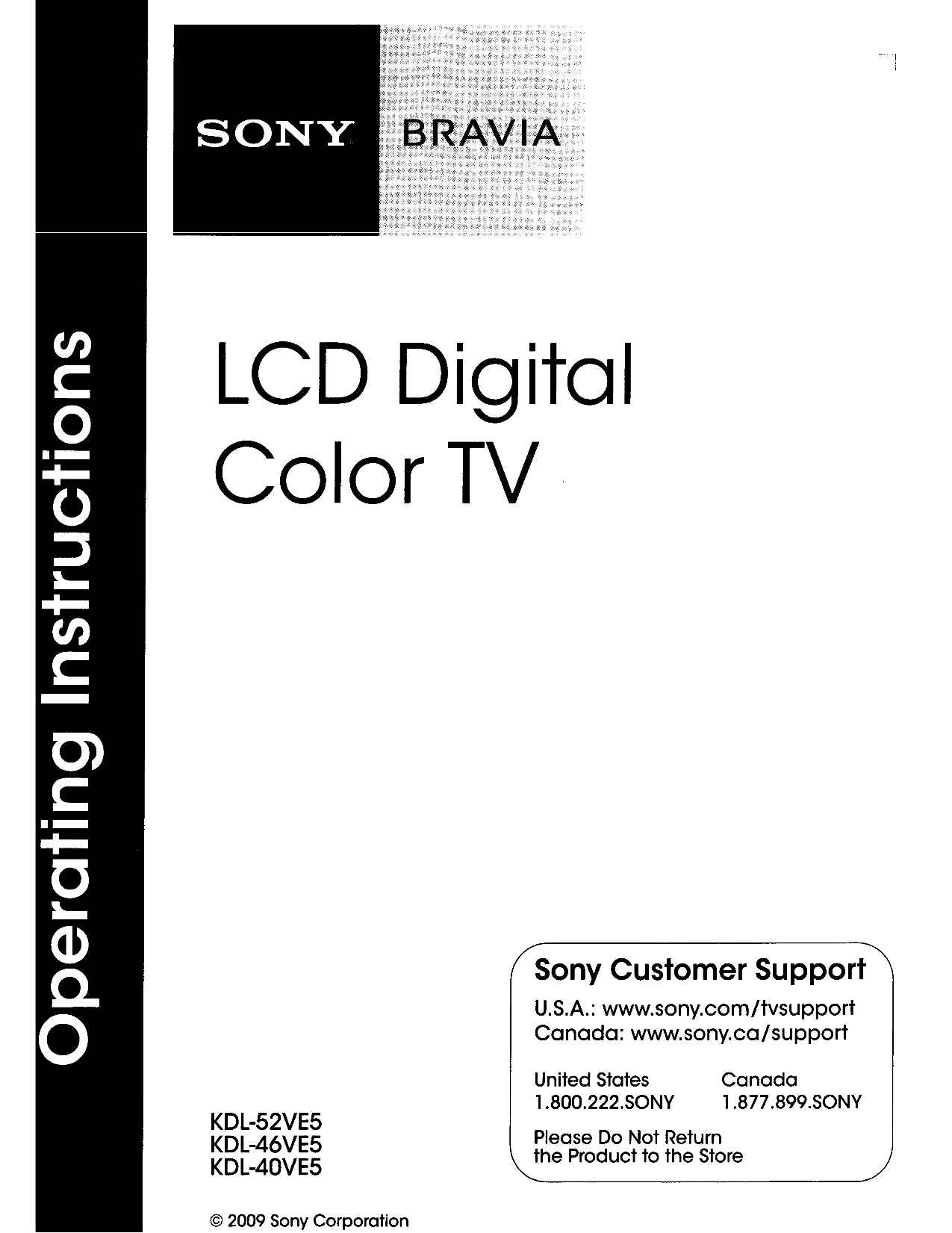 pdf for Sony TV BRAVIA KDL-52VE5 manual