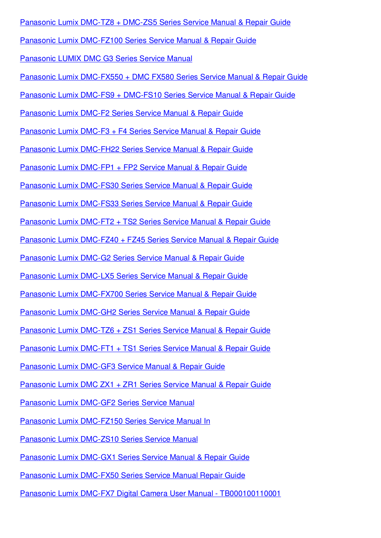 ... Panasonic Digital Camera Lumix DMC-FH20 pdf page preview ...