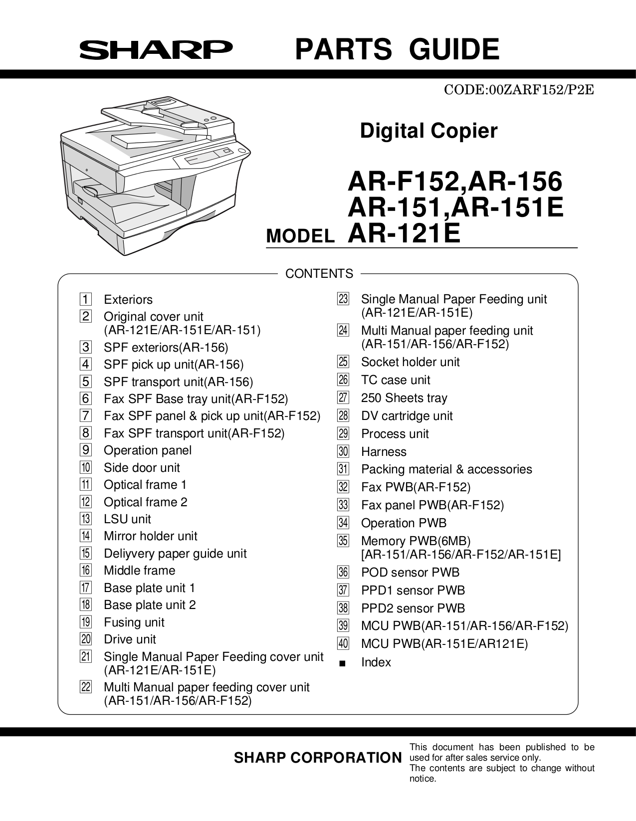 Download free pdf for sharp ar-151 copier manual.