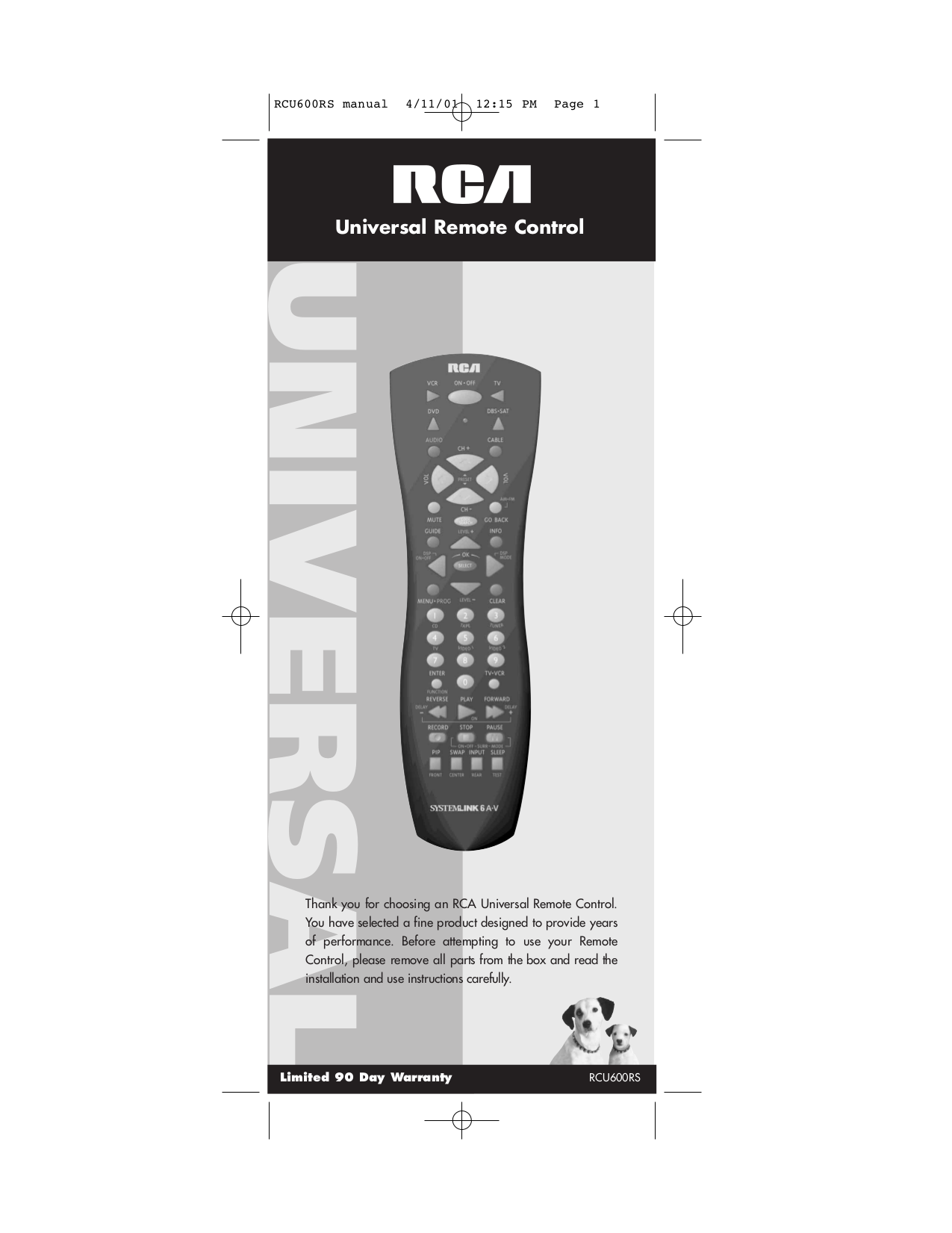 Instruction manual for rca systemlink5 remote free download programs