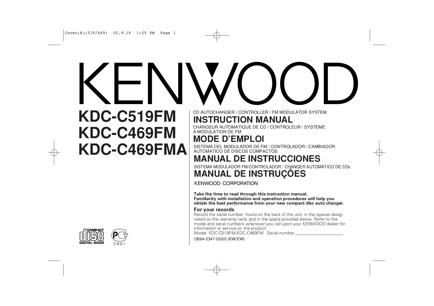 pdf for Kenwood Car Receiver KDC-C469FM manual