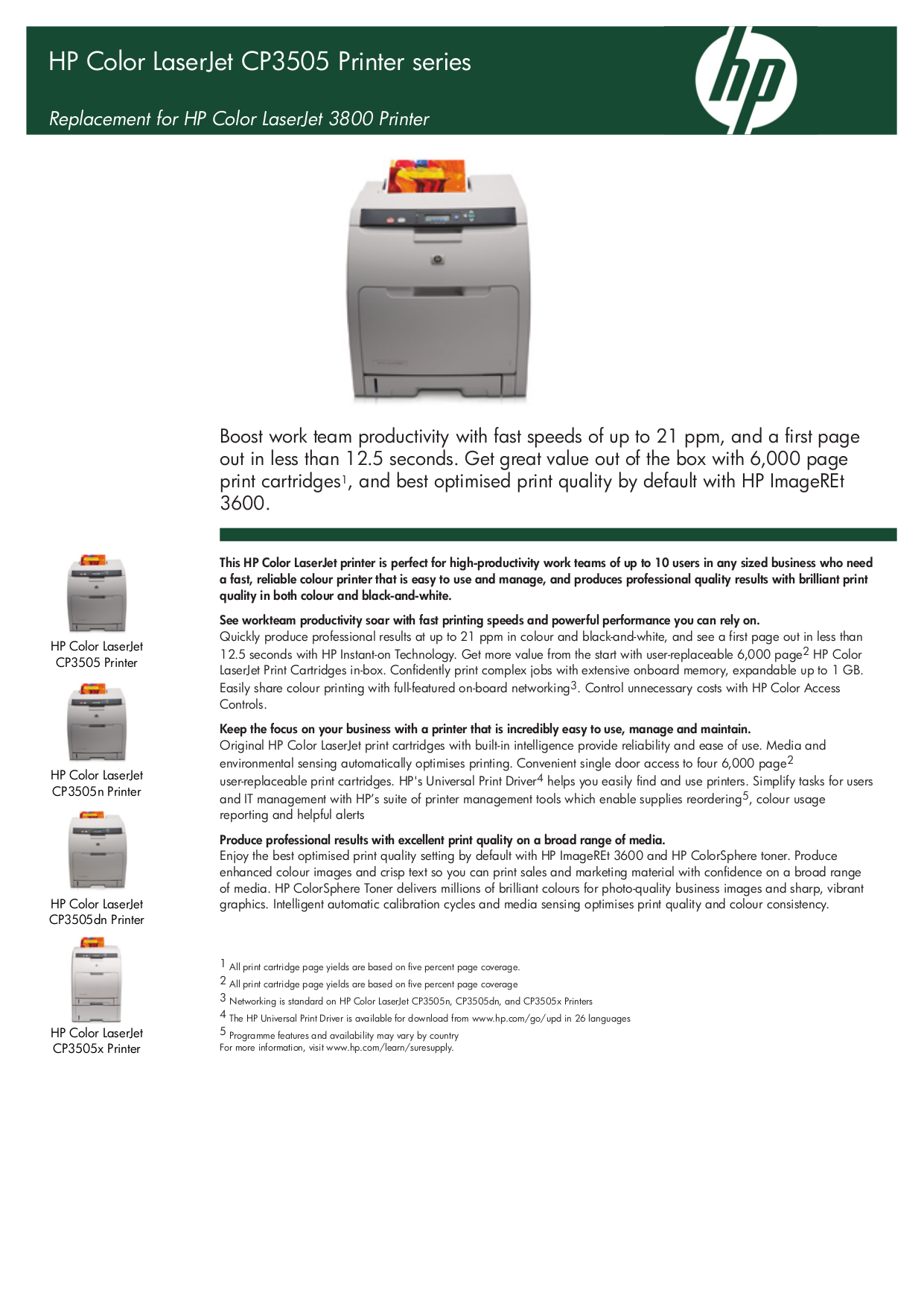 pdf for HP Printer Laserjet,Color Laserjet CP3505x manual