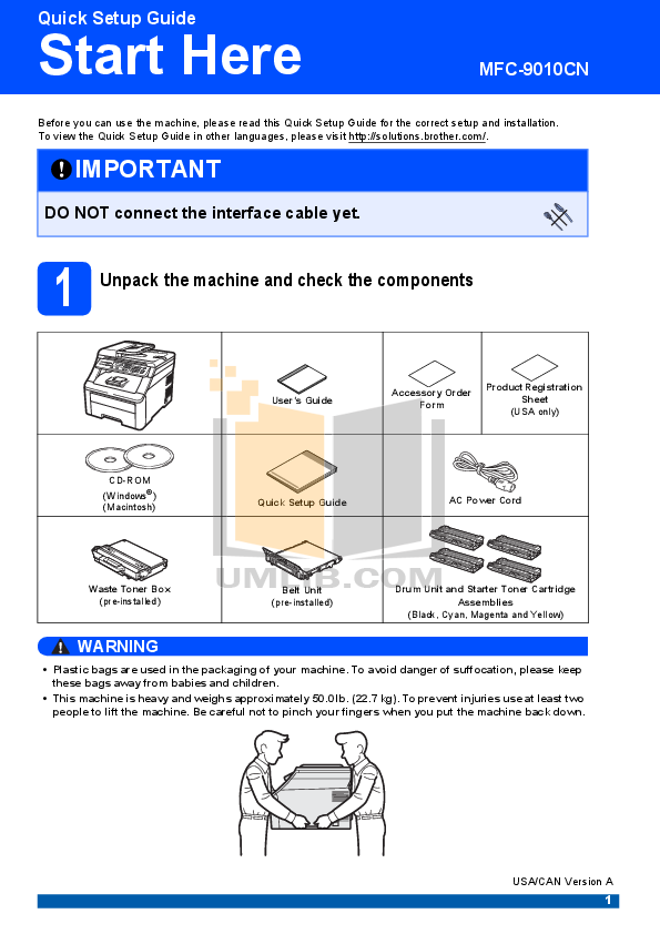 BROTHER MFC-210C QUICK SETUP MANUAL Pdf Download.