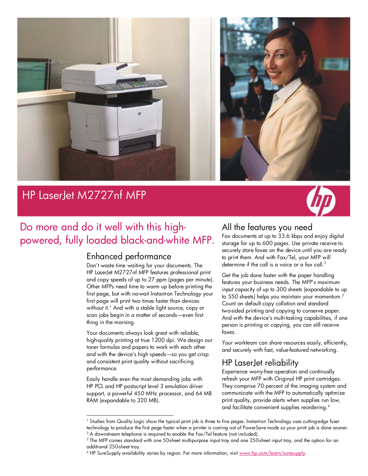 pdf for HP Multifunction Printer Laserjet,Color Laserjet M2727nf manual