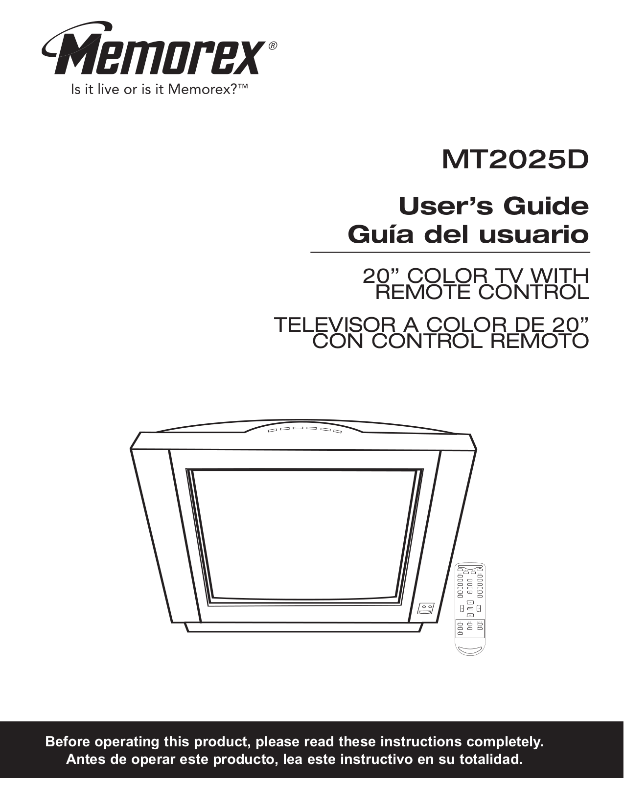 pdf for Memorex TV MT2025D manual