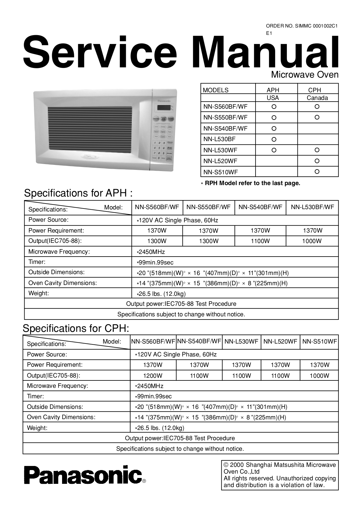 Pdf Manual For Panasonic Microwave Nn S540 Panasonic Microwave Nn S540 Pdf Page Preview