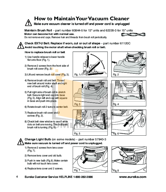 PDF manual for Eureka Vacuum Maxima 4700D