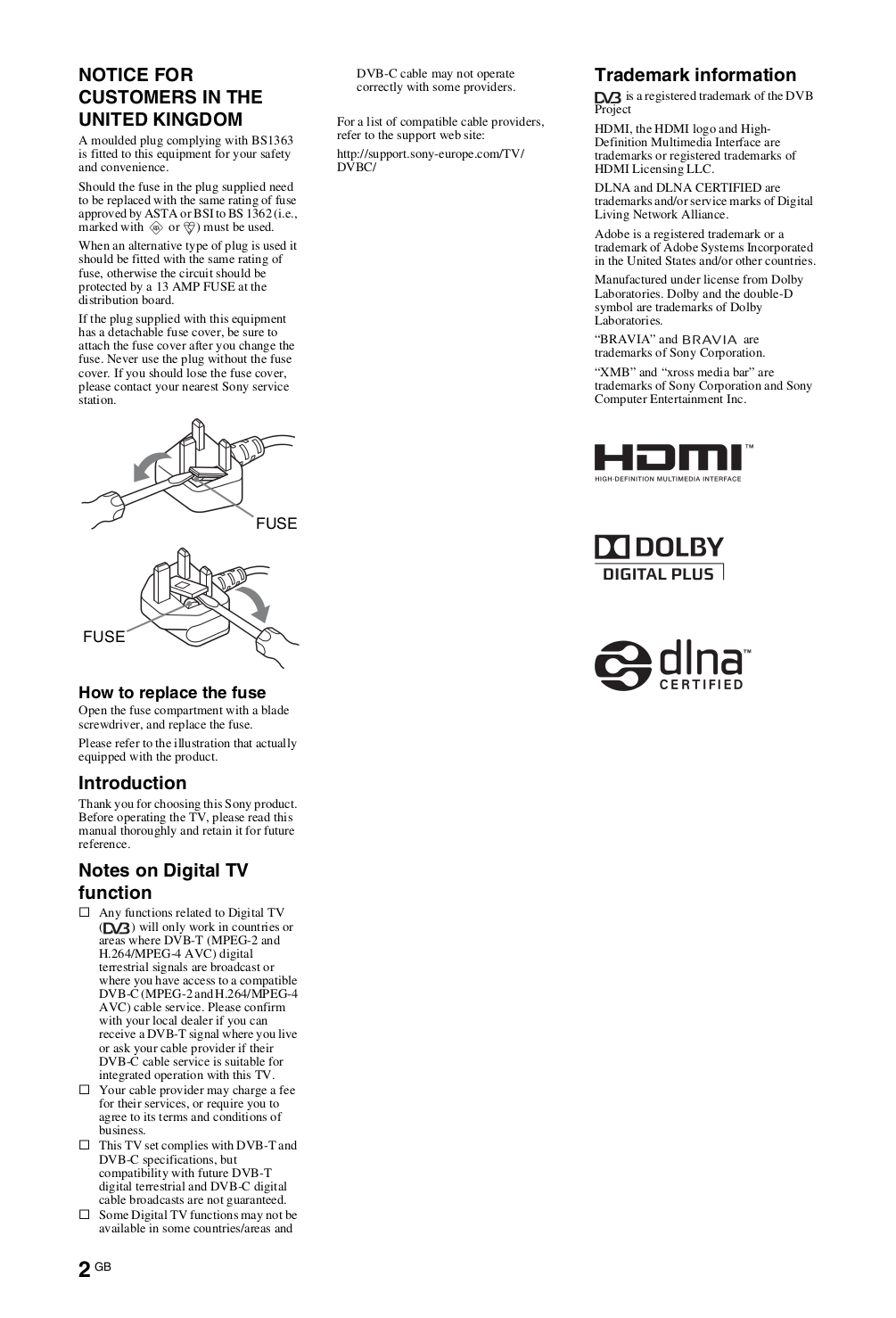 ... Sony TV BRAVIA KDL-55X4500 pdf page preview ...