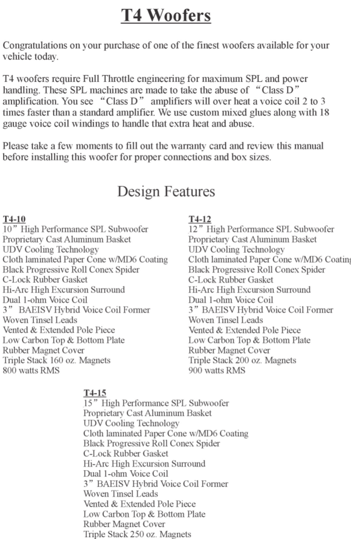 ... Soundstream Subwoofer XW-10 pdf page preview ...