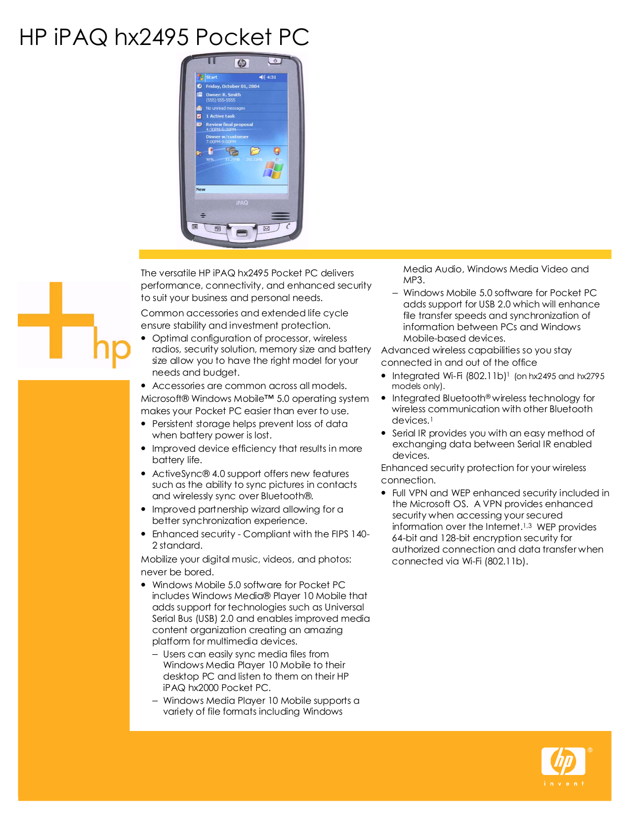 pdf for HP PDA iPAQ hx2495b manual