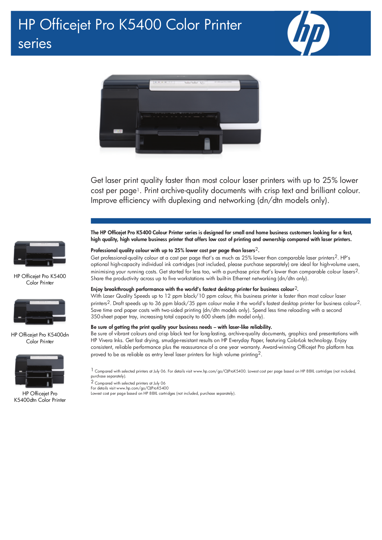 pdf for HP Printer Officejet Pro K5400 manual