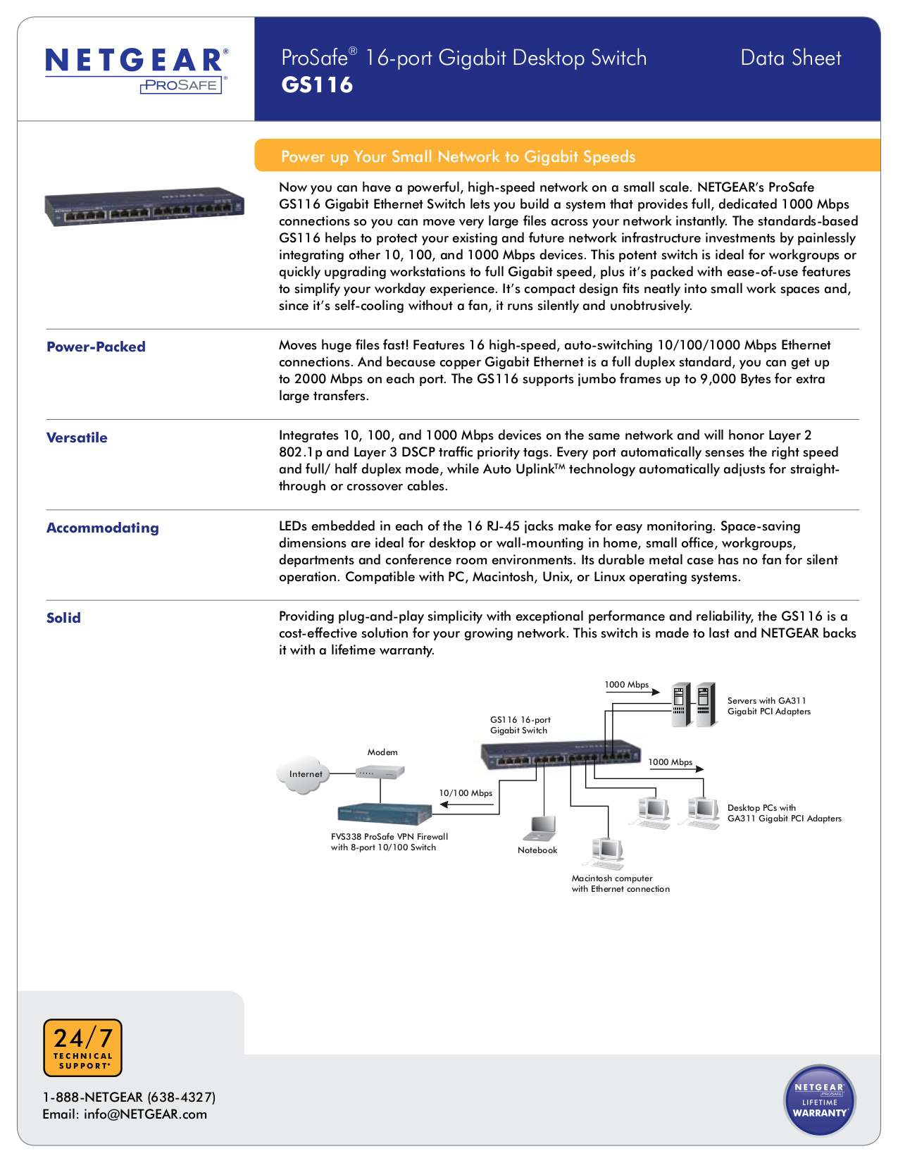 Download free pdf for Netgear ProSafe GS108 Switch manual