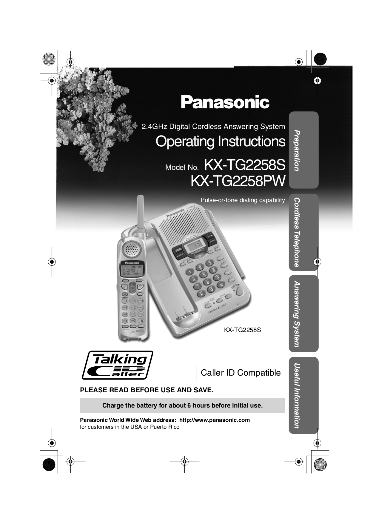Panasonic kx-tg2258 operating instructions manual pdf download.